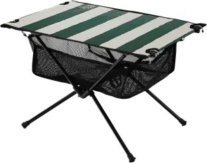 Camping Table Lightweight Portable Folding Table with Mesh Storage Net Stripes Green and White Ideal for Camping Hiking Beach Picnic Travel Backyard