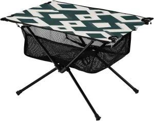 Camping Table Lightweight Portable Folding Table with Mesh Storage Net Stripes Rhombus Ideal for Camping Hiking Beach Picnic Travel Backyard