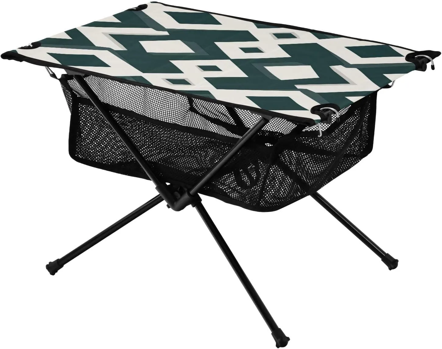 Camping Table Lightweight Portable Folding Table with Mesh Storage Net Stripes Rhombus Ideal for Camping Hiking Beach Picnic Travel Backyard