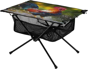 Camping Table Lightweight Portable Folding Table with Mesh Storage Net Water Rooster Chicken Ideal for Camping Hiking Beach Picnic Travel Backyard
