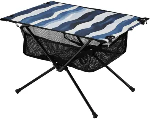 Camping Table Lightweight Portable Folding Table with Mesh Storage Net Wave Stripes Blue Ideal for Camping Hiking Beach Picnic Travel Backyard