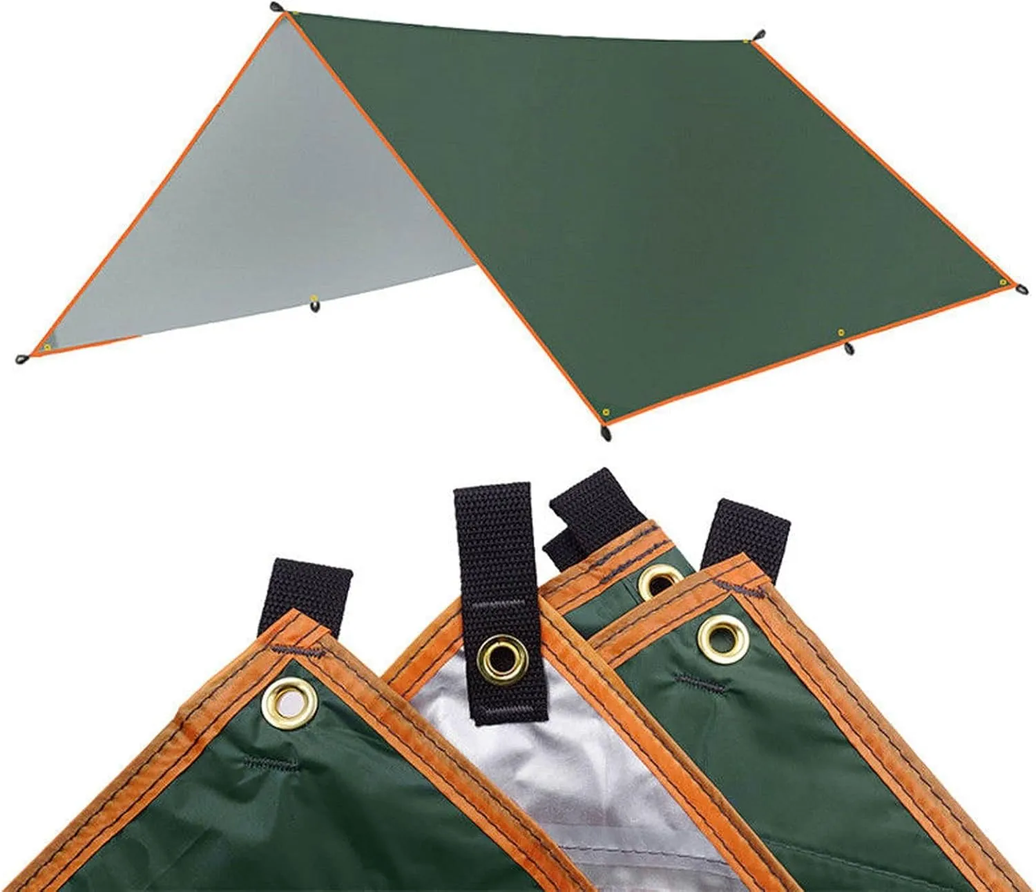 Camping Tarp,3x3 3x4 3x5 Tarp Awning Waterproof Sunshade Ultralight Canopy Sunshade Outdoor Camping Sun Shelter Hammock Rain Fly (Color : Green, Size : 300 * 300 Cm)