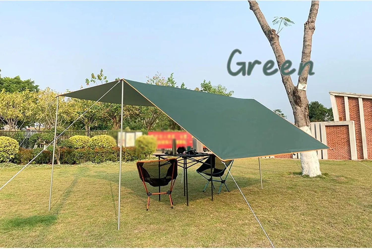 Camping Tarp,3x3 3x4 3x5 Tarp Awning Waterproof Sunshade Ultralight Canopy Sunshade Outdoor Camping Sun Shelter Hammock Rain Fly (Color : Green, Size : 300 * 300 Cm)