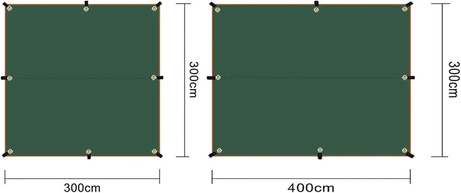 Camping Tarp,3x3 3x4 3x5 Tarp Awning Waterproof Sunshade Ultralight Canopy Sunshade Outdoor Camping Sun Shelter Hammock Rain Fly (Color : Green, Size : 300 * 300 Cm)