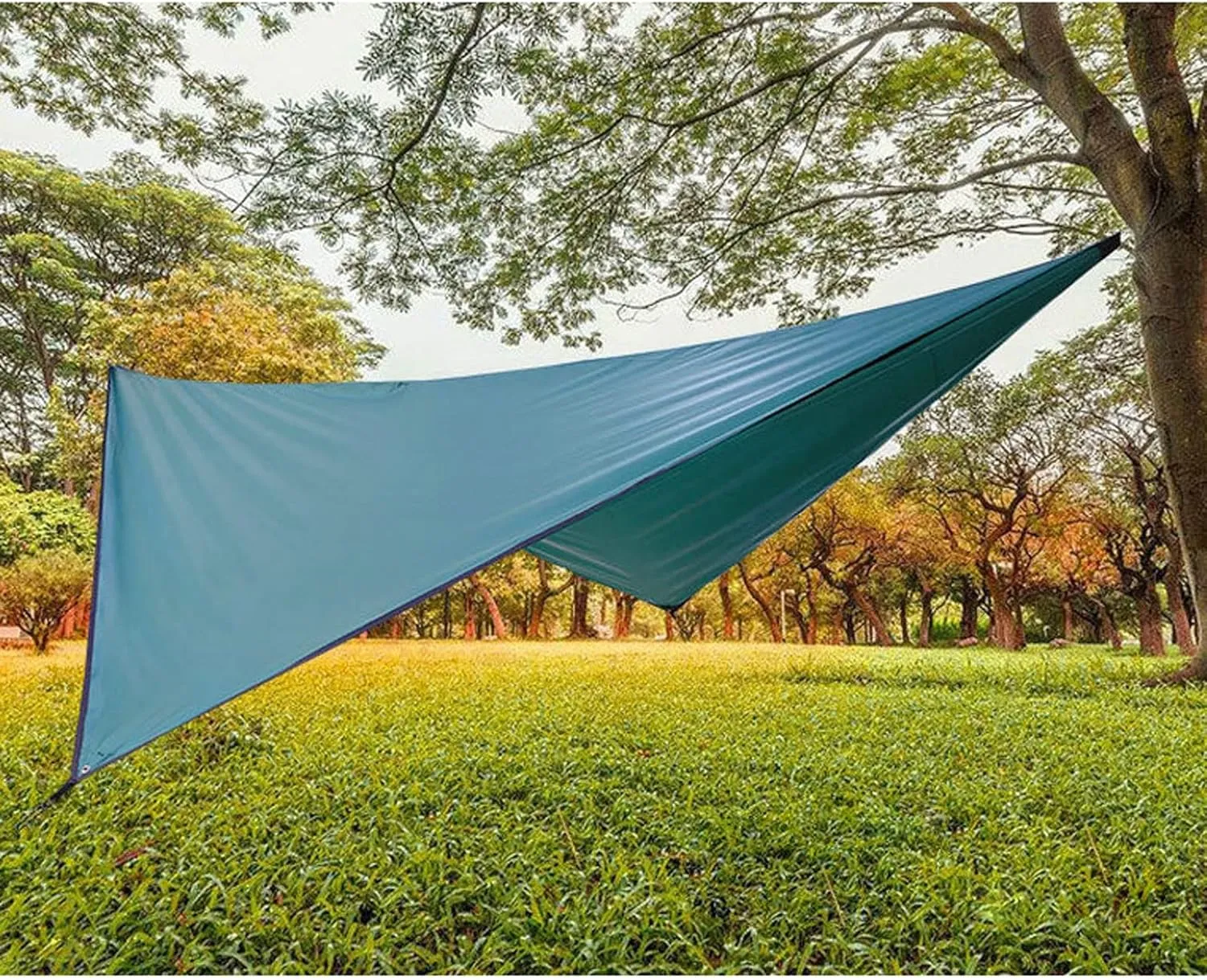 Camping Tarp,Rhombus Waterproof Tarp Tent Shade Outdoor Camping Hammock Rain Fly UV Garden Awning Canopy Sunshade Ultralight 360x290cm (Color : Dark Green, Size : 360x290cm)