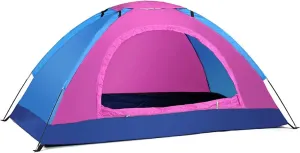 Camping Tent, 1 Person/2 Person Tent Lightweight Dome Tent Portable Backpacking Tent for Outdoor Camping Hiking(1 Person Pink)