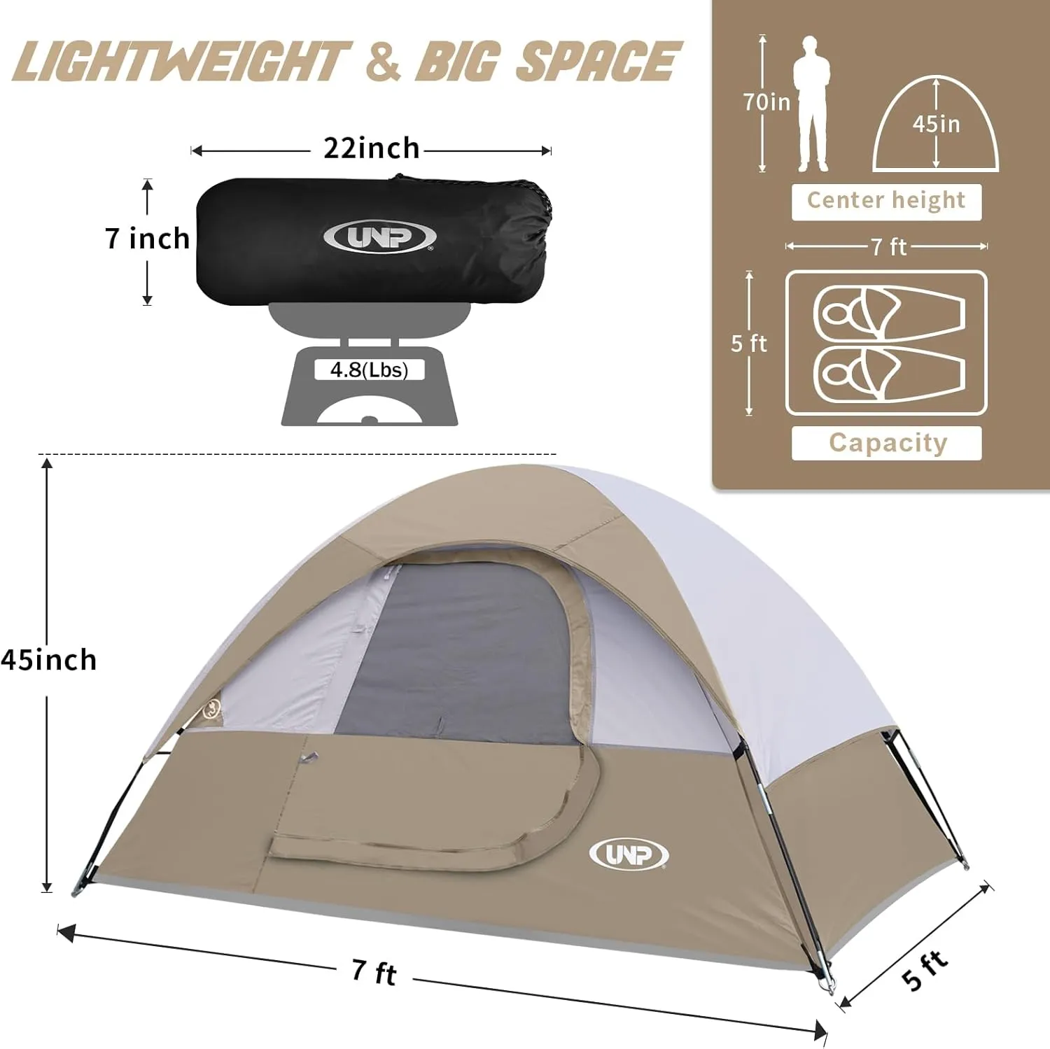Camping Tent 2 Person, Waterproof Windproof Tent with Rainfly Easy Set up-Portable Dome Tents for Camping…