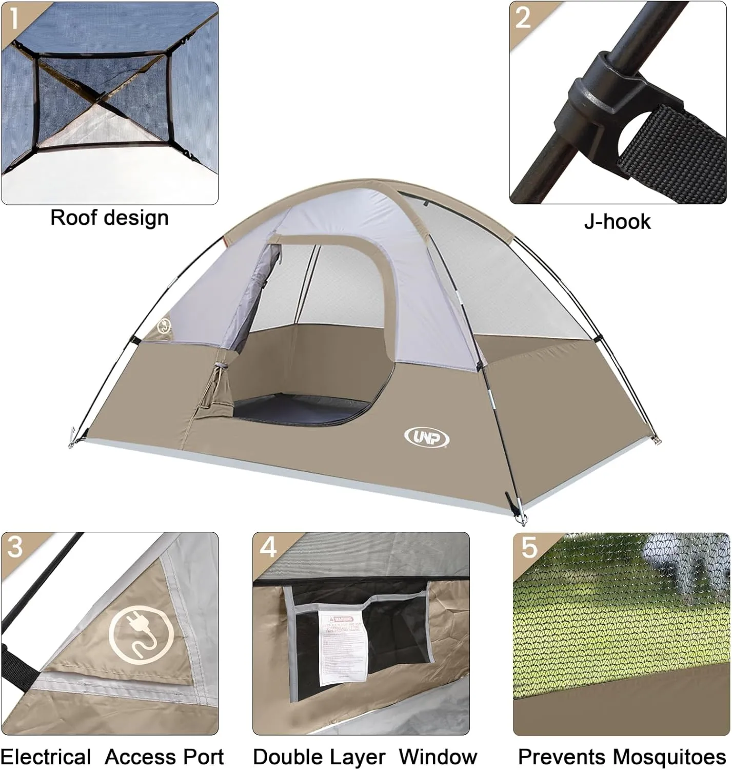 Camping Tent 2 Person, Waterproof Windproof Tent with Rainfly Easy Set up-Portable Dome Tents for Camping…