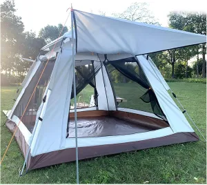 Camping Tent 4 People Insect-Proof,Double Doors and Four Windows Glamping Tent Sturdy and Lightweight Pop-Up Tents for Family,Outdoor,Hiking and Mountaineering