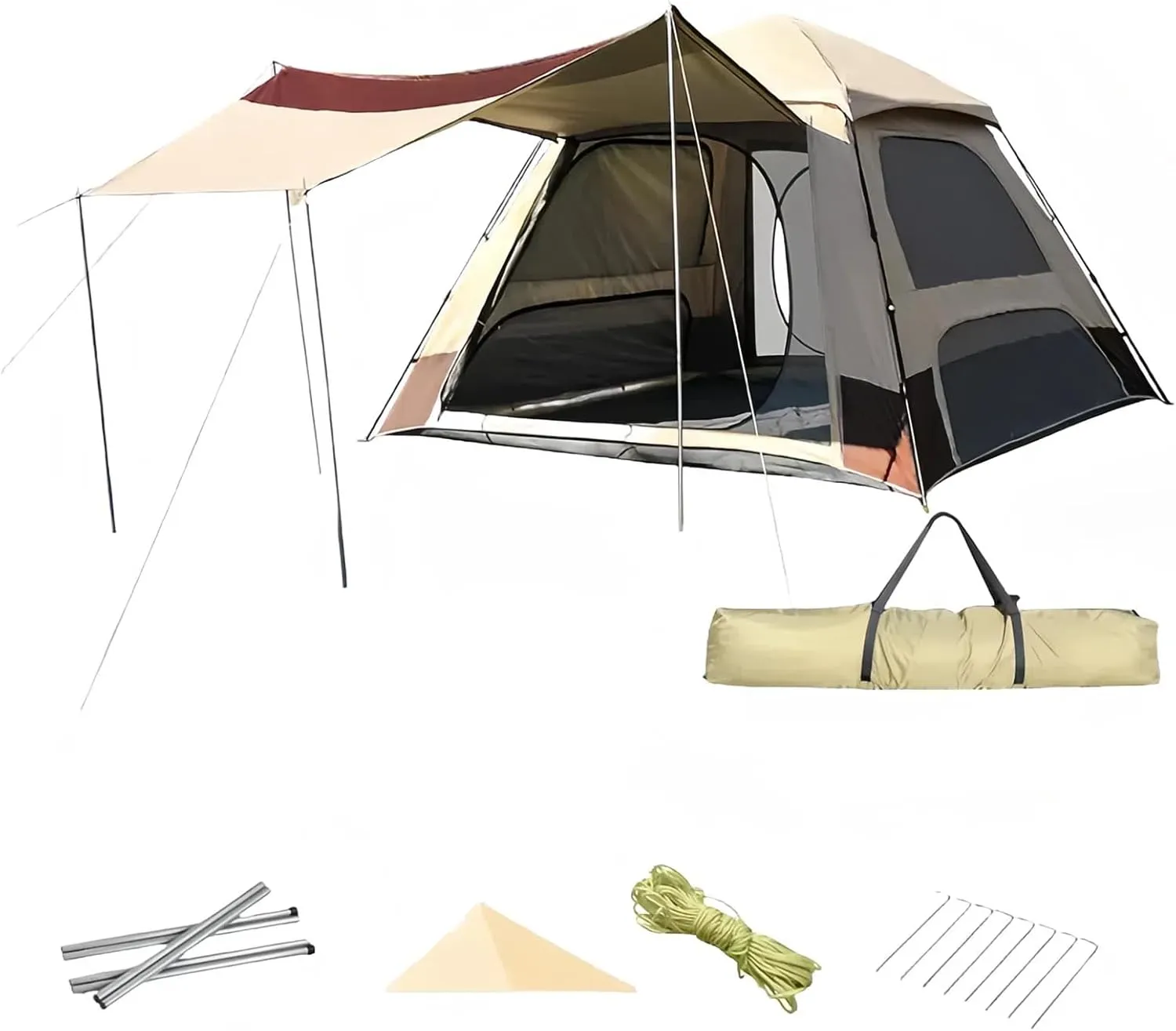 Camping Tent, 4 Season Tent, Outdoor Camping Canopy 2-in-1 Portable Foldable, Automatic Quick Opening Park Camping Thickened Rain (8-10person)