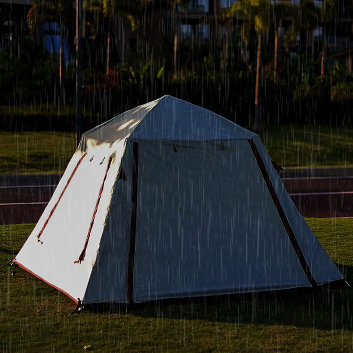 Camping Tent 6 Person Cabin Tent with Instant Setup,Waterproof Pop Up Tent,Outdoor Camping Canvas Tent Family Camping Use,Easy to Assemble