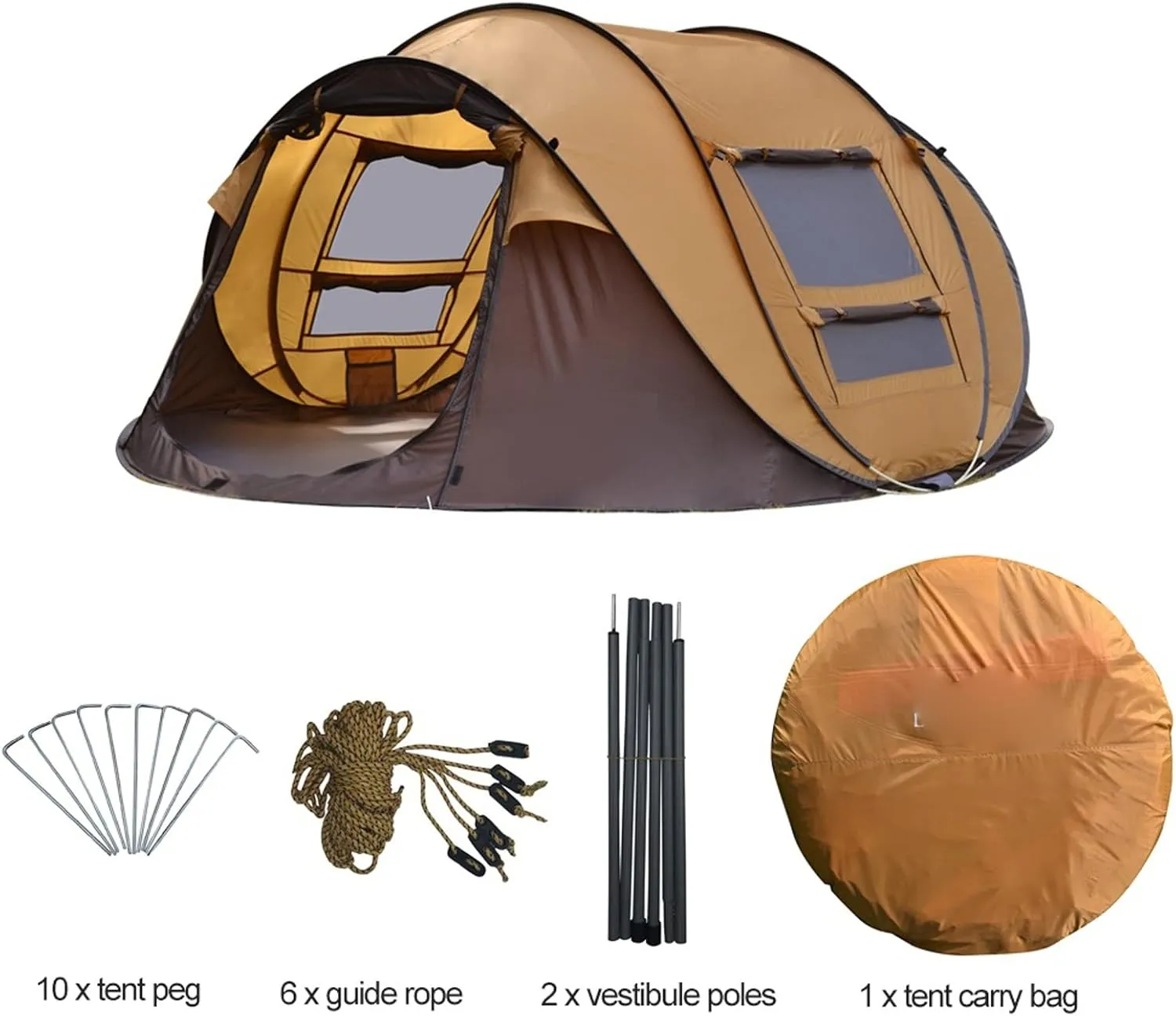 Camping Tent Automatic Pop-up Tent, 3-4 Person Outdoor Instant Setup Tent 4 Season Waterproof Tent for Hiking, Camping, Travelling
