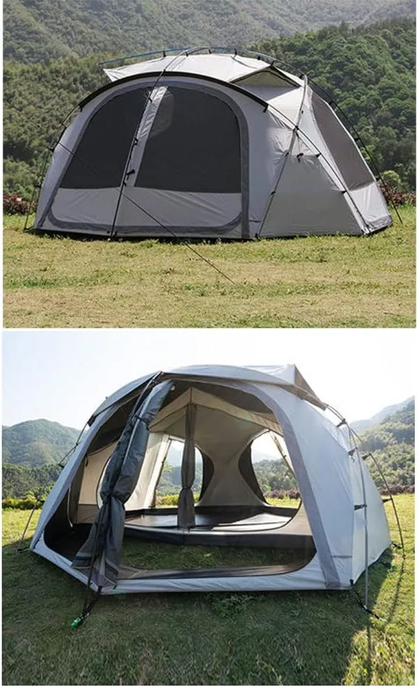 Camping Tent Double Layer Family Dome Tent with Removable Rain Fly, Easy Setup Instant Cabin Tent for Camp Backpacking Hiking Outdoor (Gray1 385X385X200CM) (Gray1 385X385X200CM)
