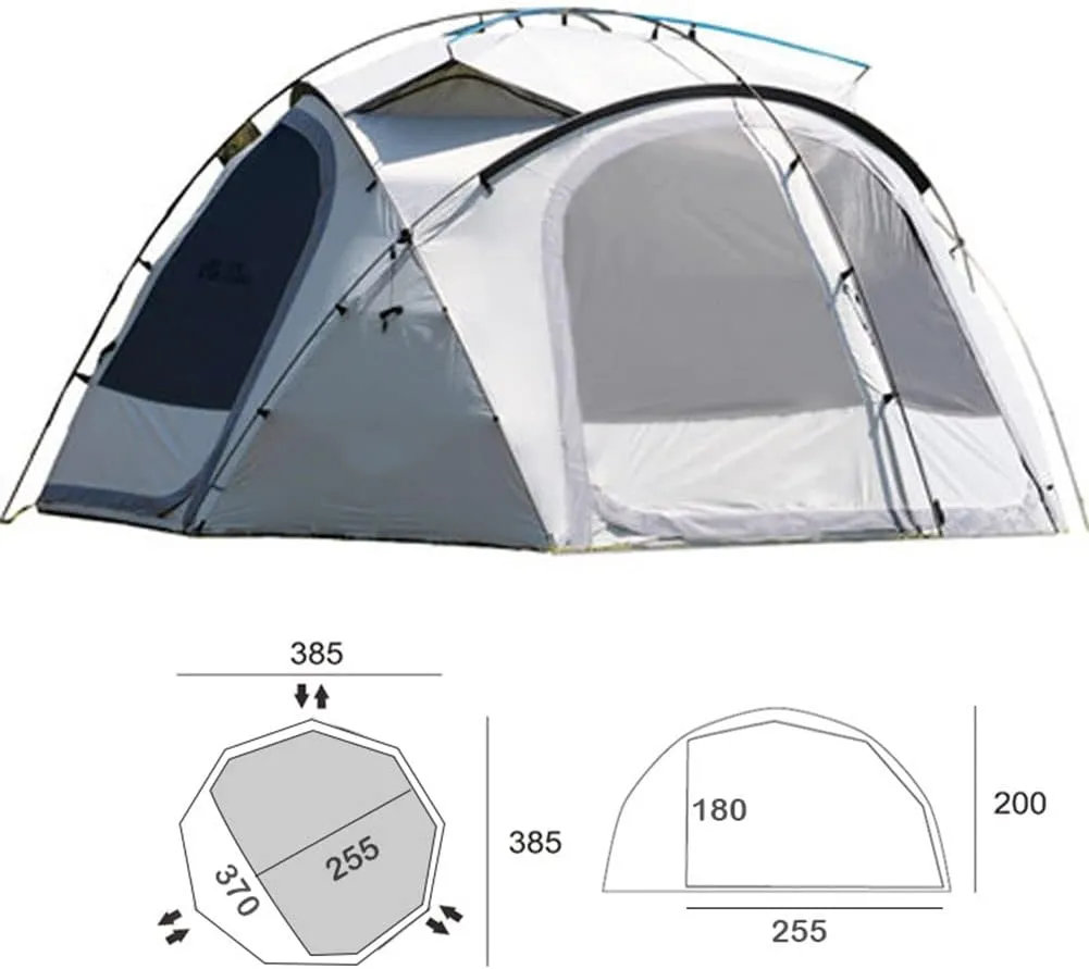 Camping Tent Double Layer Family Dome Tent with Removable Rain Fly, Easy Setup Instant Cabin Tent for Camp Backpacking Hiking Outdoor (Gray1 385X385X200CM) (Gray1 385X385X200CM)