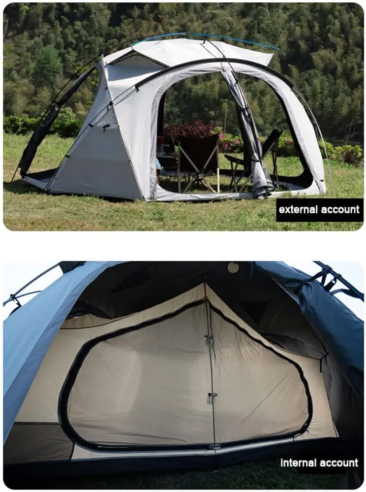Camping Tent Double Layer Family Dome Tent with Removable Rain Fly, Easy Setup Instant Cabin Tent for Camp Backpacking Hiking Outdoor (Gray1 385X385X200CM) (Gray1 385X385X200CM)