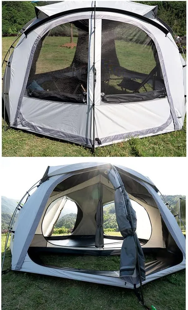 Camping Tent Double Layer Family Dome Tent with Removable Rain Fly, Easy Setup Instant Cabin Tent for Camp Backpacking Hiking Outdoor (Gray1 385X385X200CM) (Gray1 385X385X200CM)