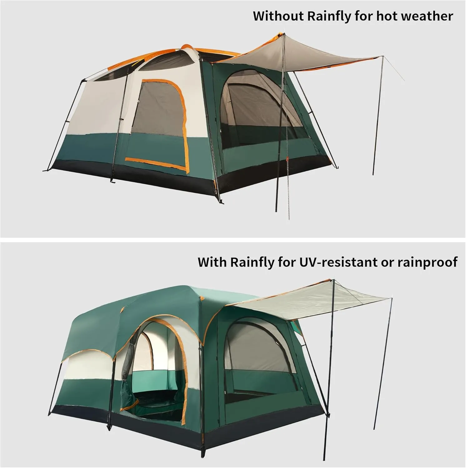 Camping Tent, Easy Setup, 1-2-8-10 Person Waterproof and Portable Tent for Camping Hiking Outdoor