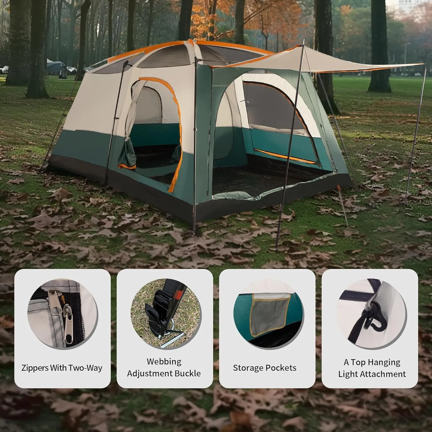Camping Tent, Easy Setup, 1-2-8-10 Person Waterproof and Portable Tent for Camping Hiking Outdoor
