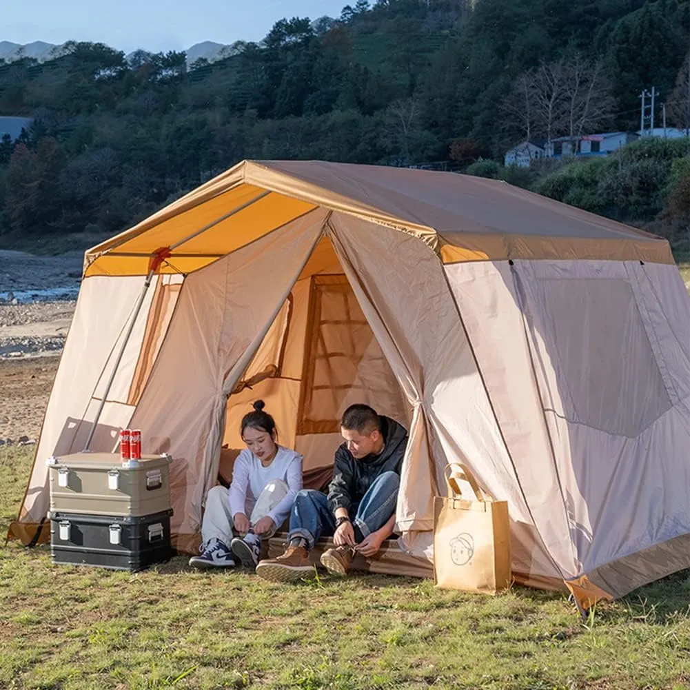 Camping Tent for 3-4 Person Double Layer Portable Family Tent Waterproof Windproof Anti-UV for Hiking Fishing - Festival Party Tent Teepee