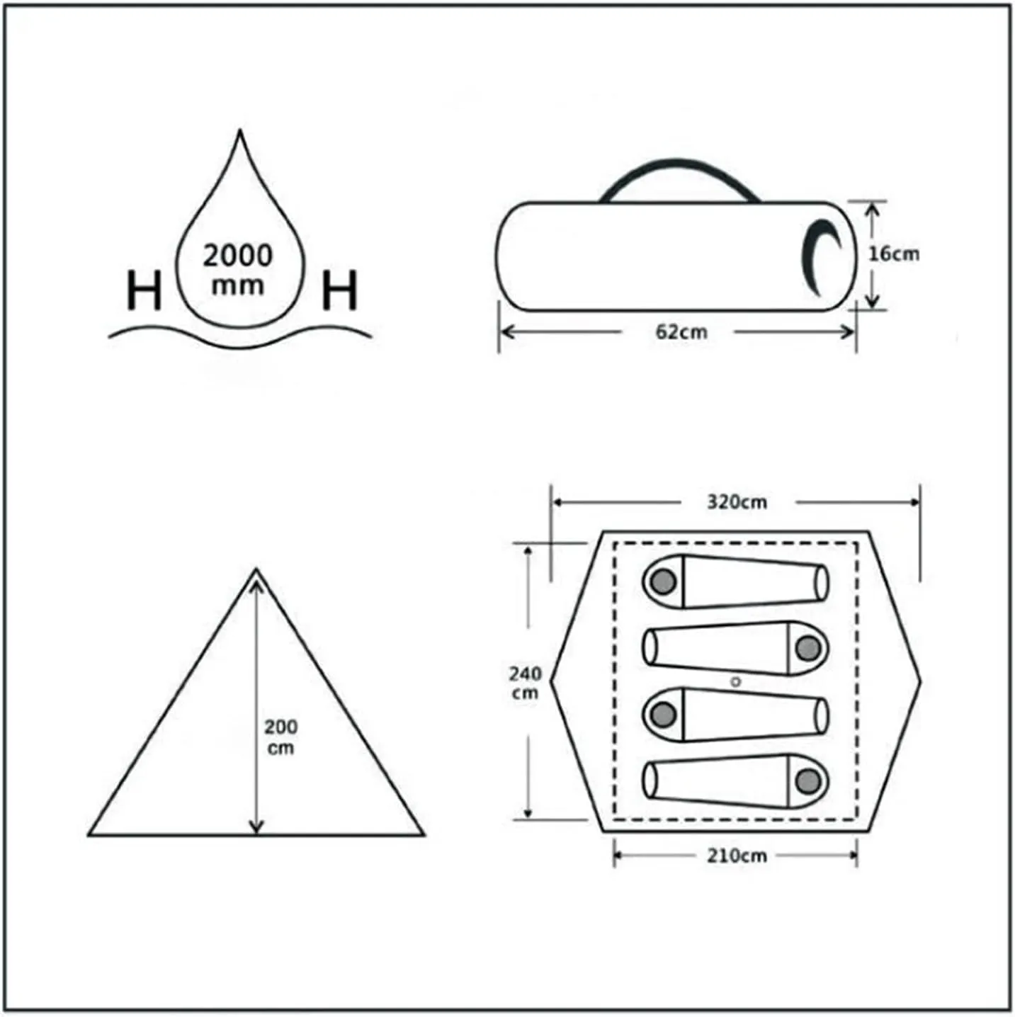 Camping Tent for 8-10 Person Waterproof Easy Setup Backpacking Tents Family Dome Tent for Outdoor Hiking