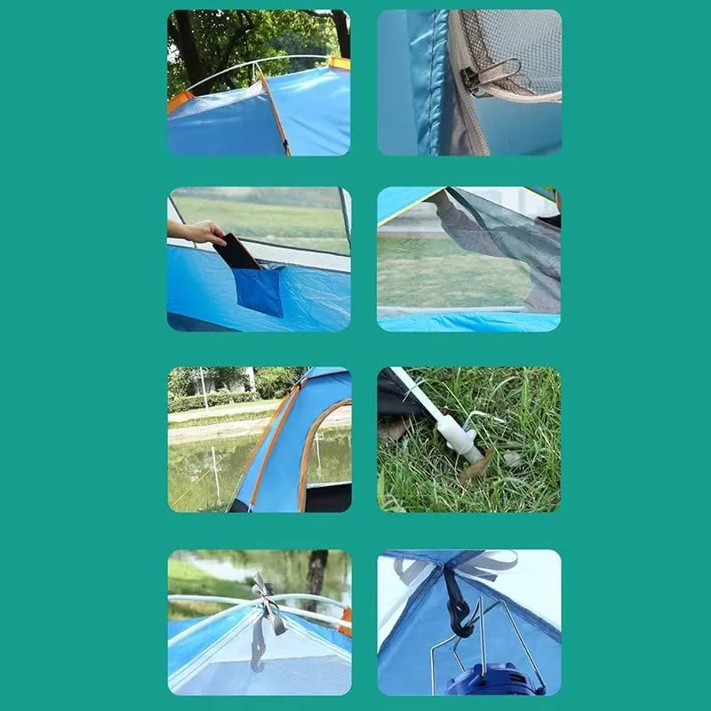 Camping Tent, Large Capacity Durable Automatic Tent, Waterproof Rainproof Outdoor Camping Tents for Traveling Mountaineering Hiking