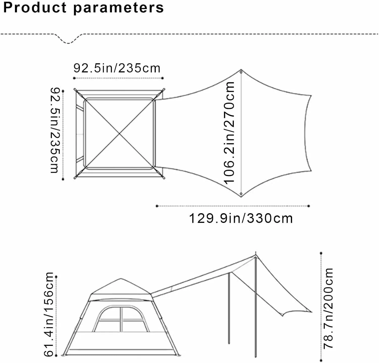 Camping Tent, Pop up Tent, Instant Tent with Canopy, Outdoor Picnic Hiking Camping Tent, Easy to Set up (Color : Gray)