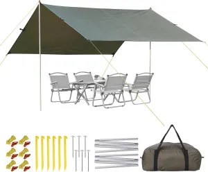 Camping Tent Tarp - 13.1X9.2FT, Lightweight Backpacking, Hammock Tent, Durable & Waterproof, Ideal for Outdoor Adventures and Camping