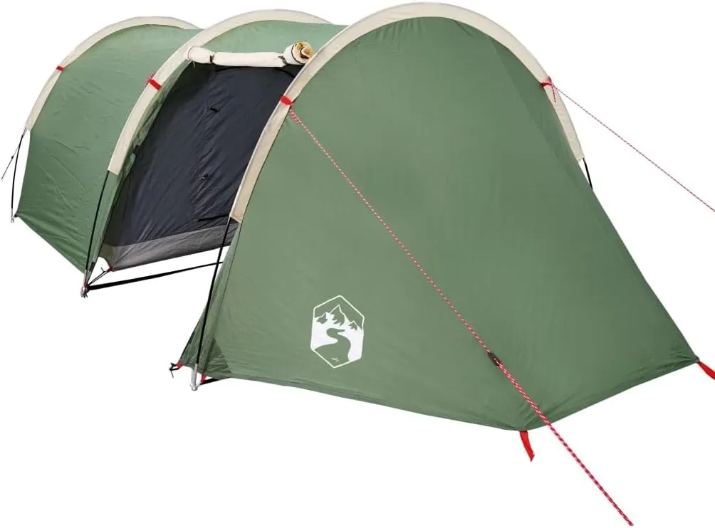 Camping Tent Tunnel 4-Person Green Waterproof vidaXL