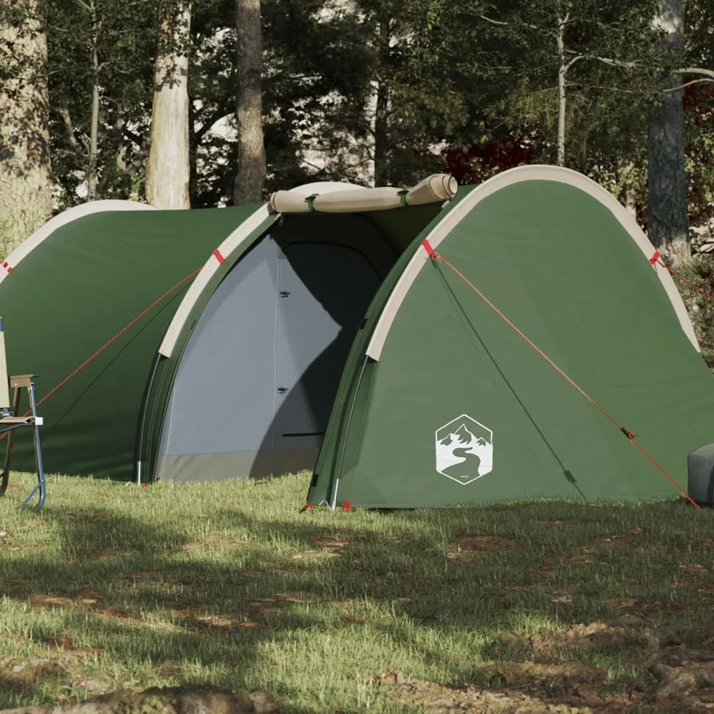 Camping Tent Tunnel 4-Person Green Waterproof vidaXL