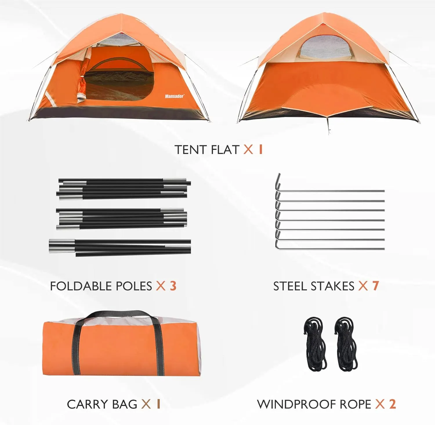 Camping Tent, Waterproof 2/3/4 Person Tents for Camping, Lightweight Easy Set Up Outdoor Hiking Tent Backpacking Tent with Carry Bag, Backpack Tent Suit for Family Beach Hiking Travel