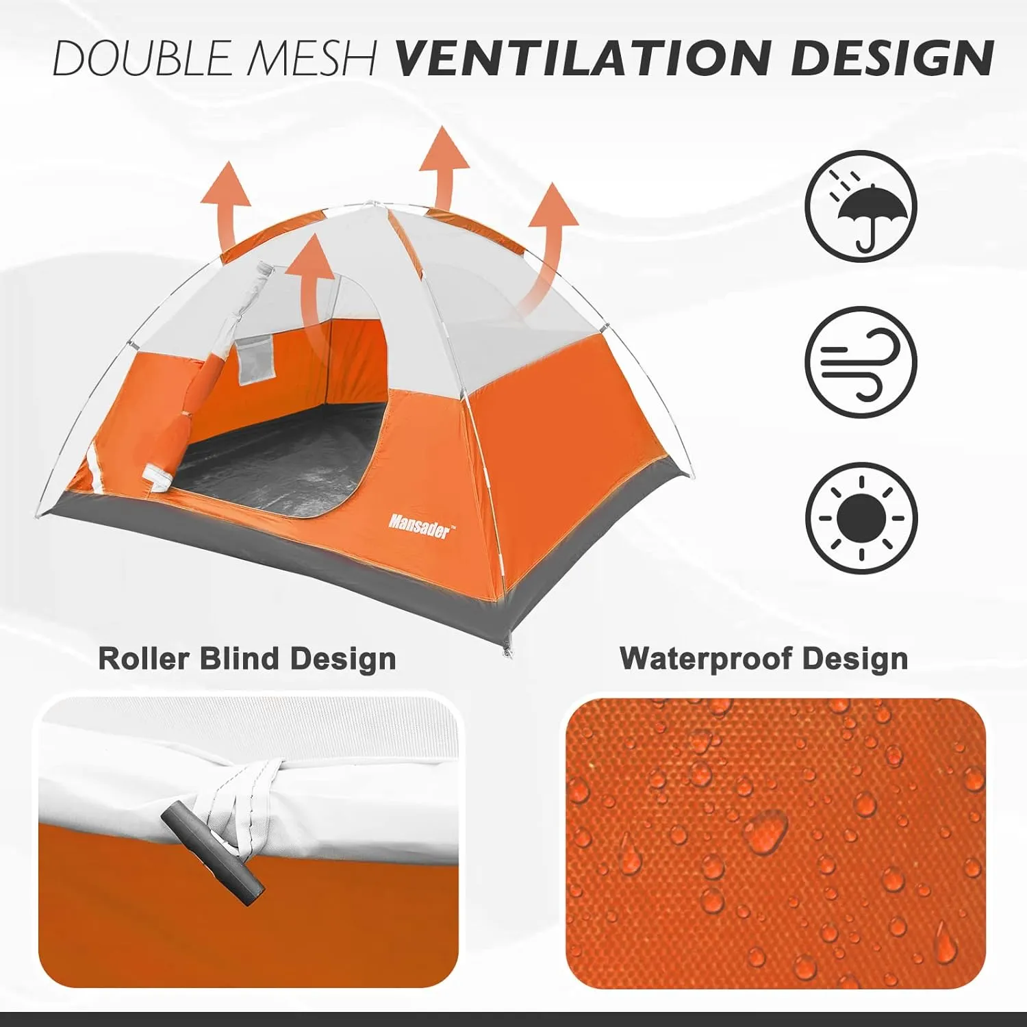 Camping Tent, Waterproof 2/3/4 Person Tents for Camping, Lightweight Easy Set Up Outdoor Hiking Tent Backpacking Tent with Carry Bag, Backpack Tent Suit for Family Beach Hiking Travel