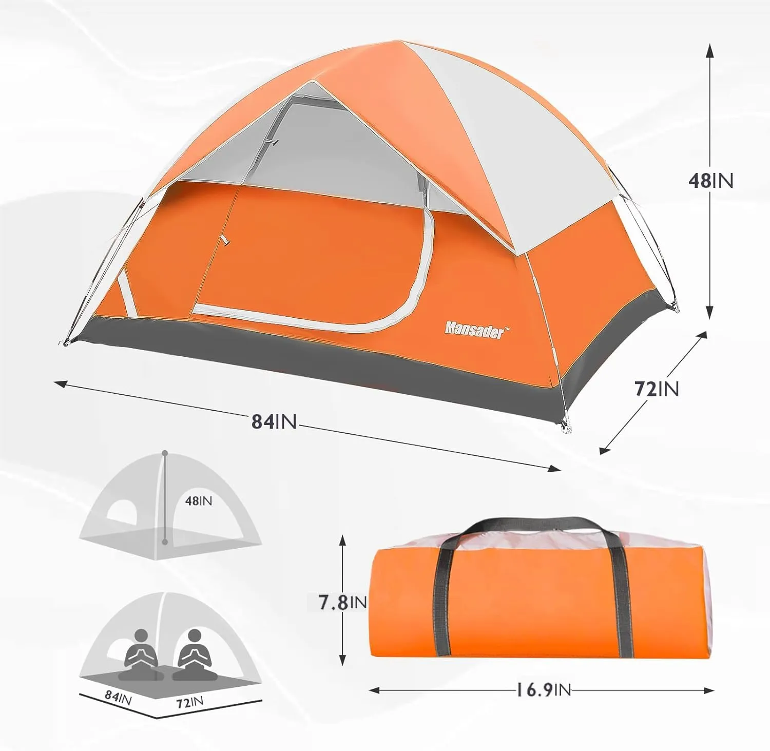 Camping Tent, Waterproof 2/3/4 Person Tents for Camping, Lightweight Easy Set Up Outdoor Hiking Tent Backpacking Tent with Carry Bag, Backpack Tent Suit for Family Beach Hiking Travel