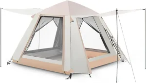 Camping Tent Waterproof Pop Up Tent with Zipped Double Door and Carrying Bag Lightweight Instant Family Tent for 3-4 Person Use, Quick Setup (Instant Pop up Camping Tent)