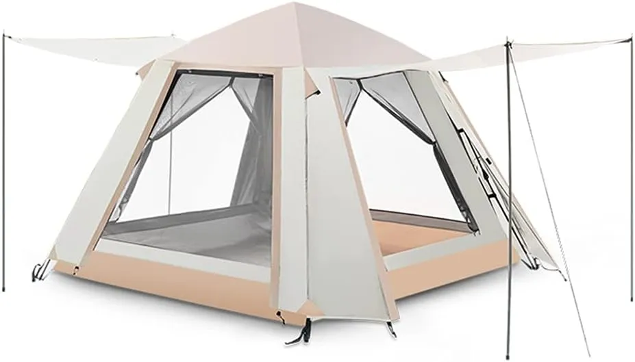Camping Tent Waterproof Pop Up Tent with Zipped Double Door and Carrying Bag Lightweight Instant Family Tent for 3-4 Person Use, Quick Setup (Instant Pop up Camping Tent)