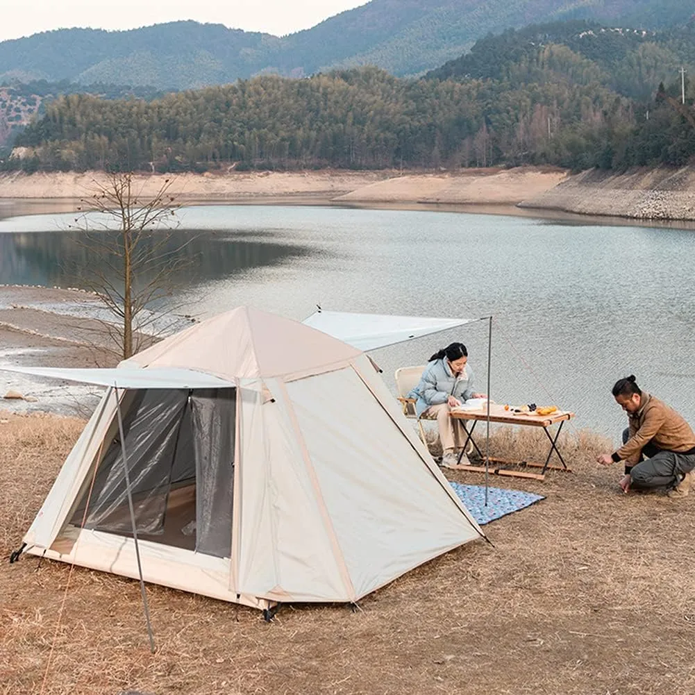 Camping Tent Waterproof Pop Up Tent with Zipped Double Door and Carrying Bag Lightweight Instant Family Tent for 3-4 Person Use, Quick Setup (Instant Pop up Camping Tent)