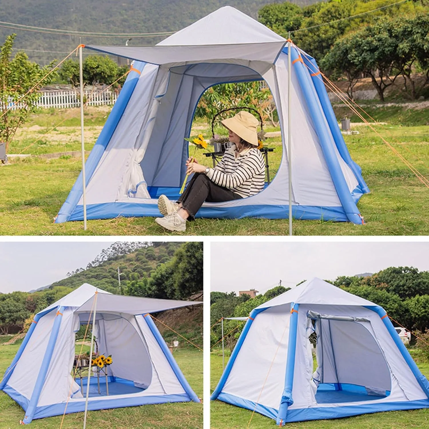 Camping Tent with Instant Setup, Weatherproof Tent, Double-Thick Fabric, Inflatable Tent for Outdoor Hiking Mountaineering and Travel