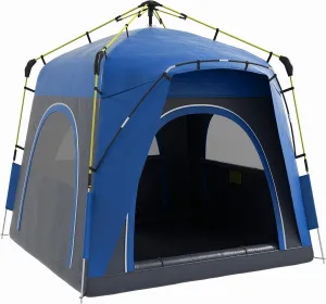 Camping Tents 4 Person Pop Up Tent Quick Setup Automatic Hydraulic Family Travel Tent w/Windows, Doors Carry Bag Included