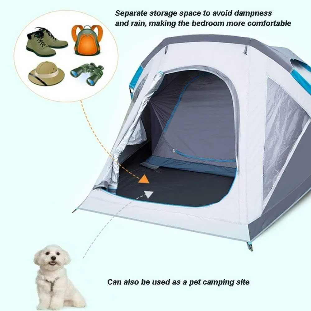Camping-Tents Windproof Family Tent Double Layer Portable Waterproof Tents for Camping Hiking Outdoor Activities White, 300