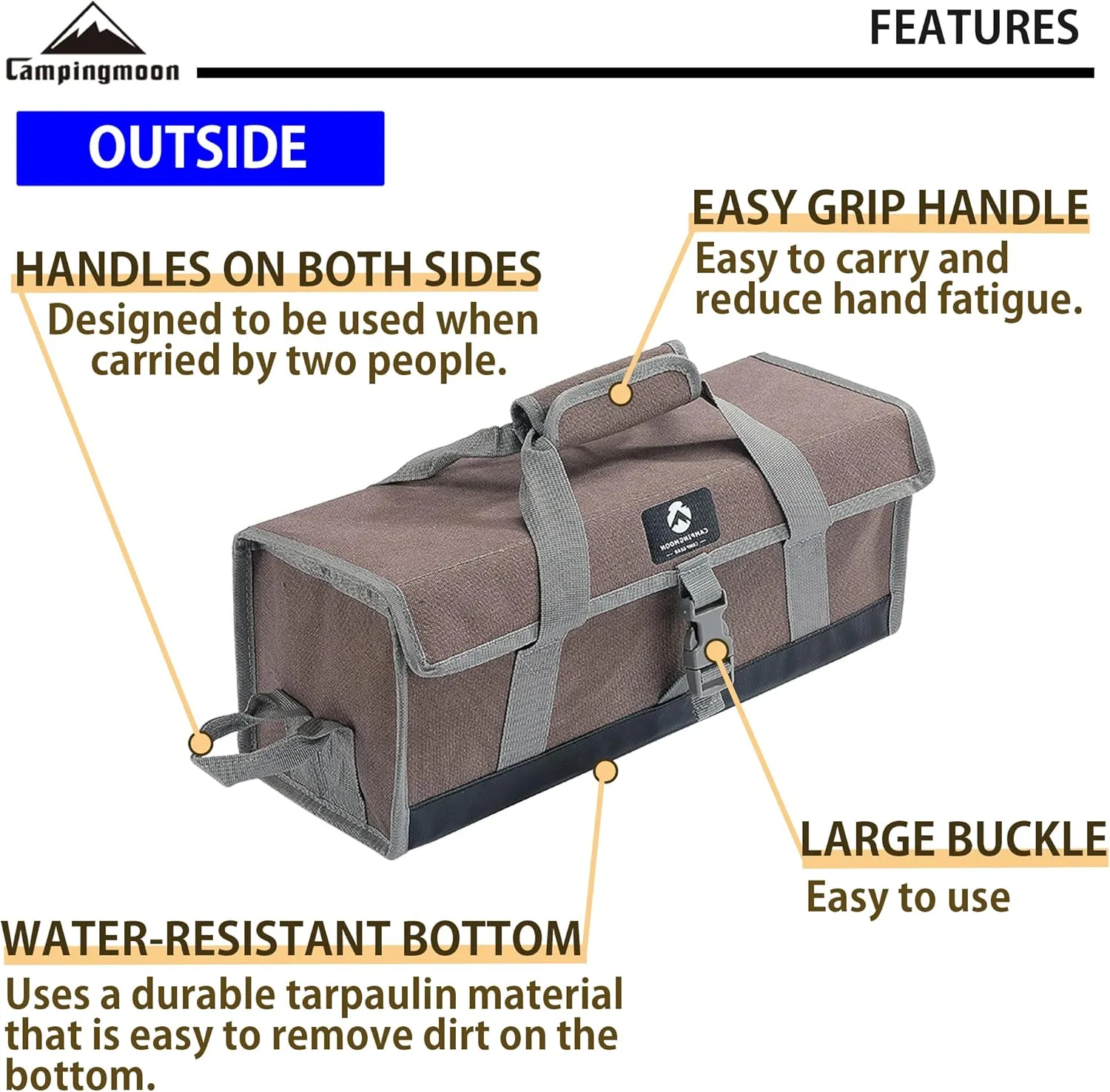 CAMPINGMOON Bottom Waterproof Outdoor Camping Tent Stakes Hammer Multi-Container Storage Box Bag (Canvas, M Size(17.7-inch Length, B-155C))