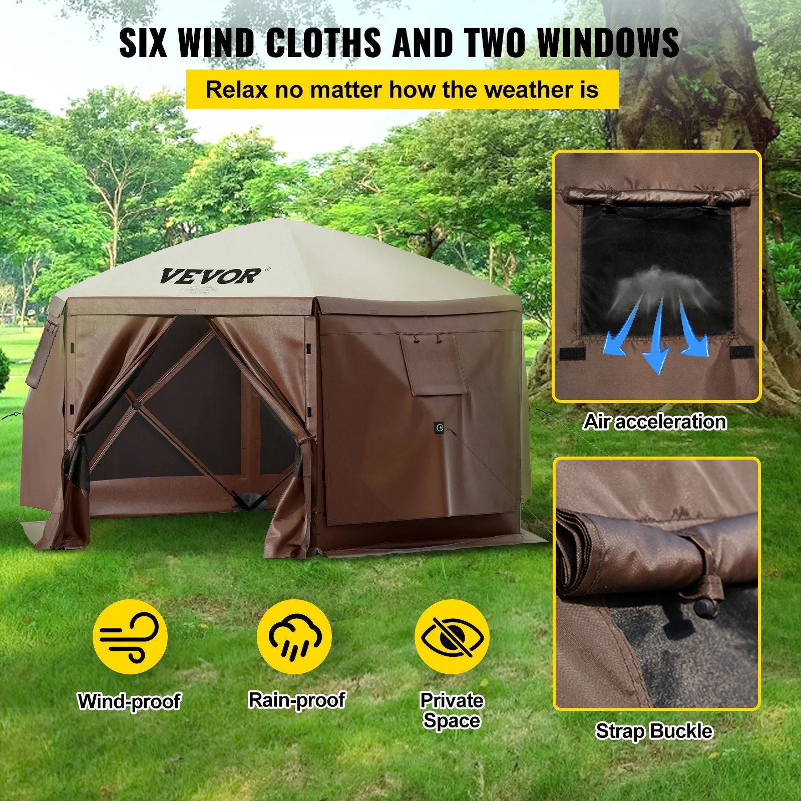CampShell™ 10x10 Pop-Up Gazebo Tent – UV-Block Screen Shelter with Wind Panels