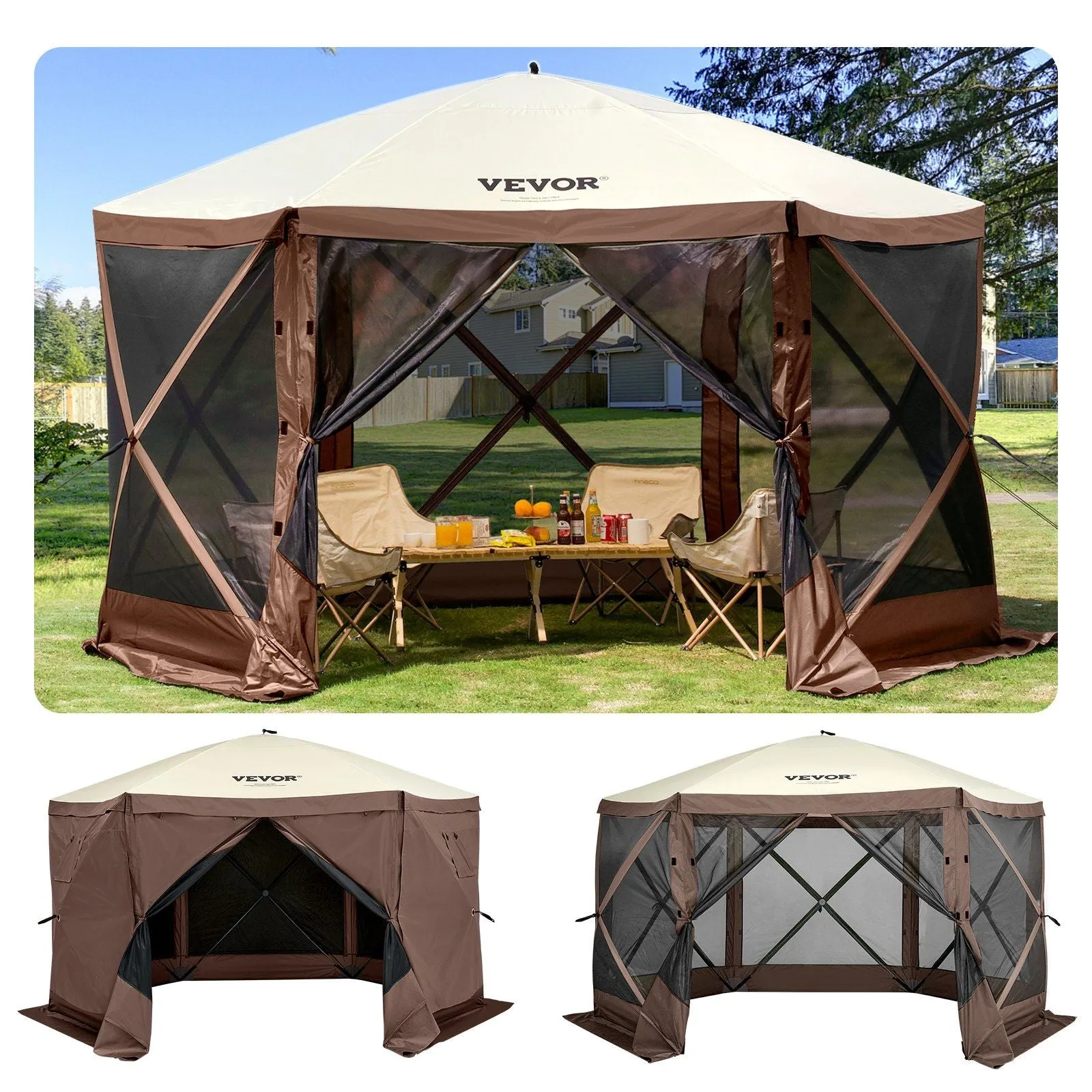 CampShell™ 10x10 Pop-Up Gazebo Tent – UV-Block Screen Shelter with Wind Panels