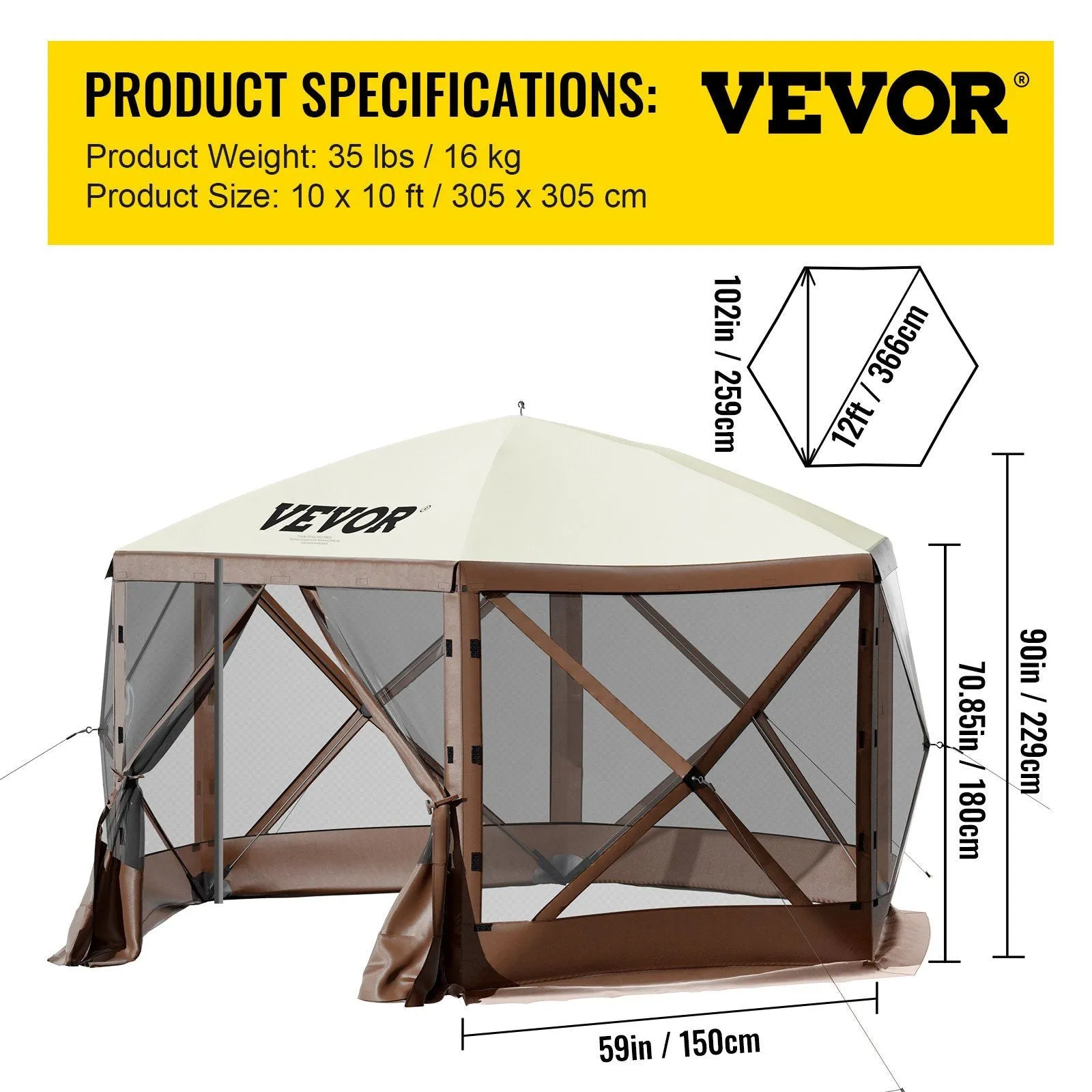 CampShell™ 10x10 Pop-Up Gazebo Tent – UV-Block Screen Shelter with Wind Panels