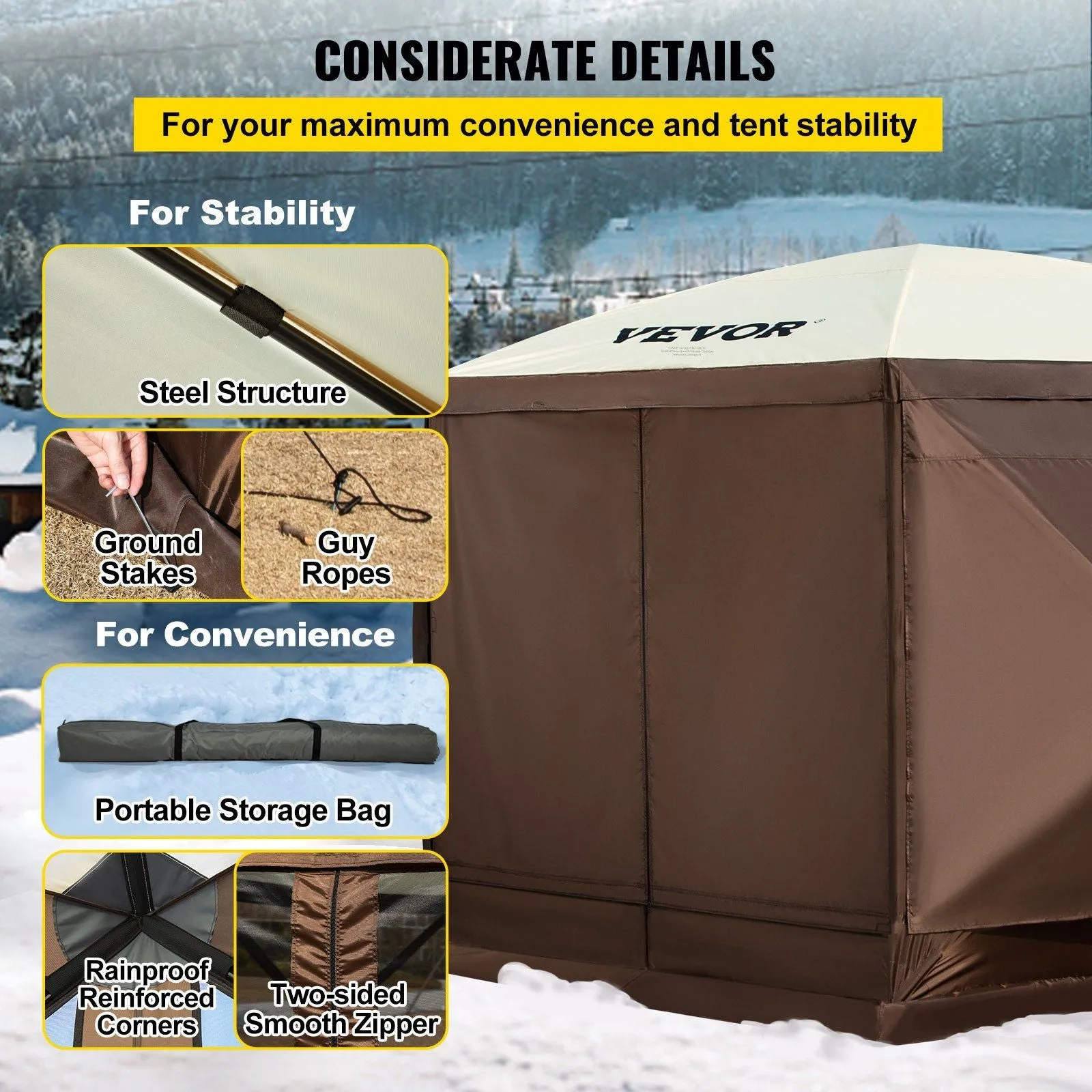 CampShell™ 10x10 Pop-Up Gazebo Tent – UV-Block Screen Shelter with Wind Panels