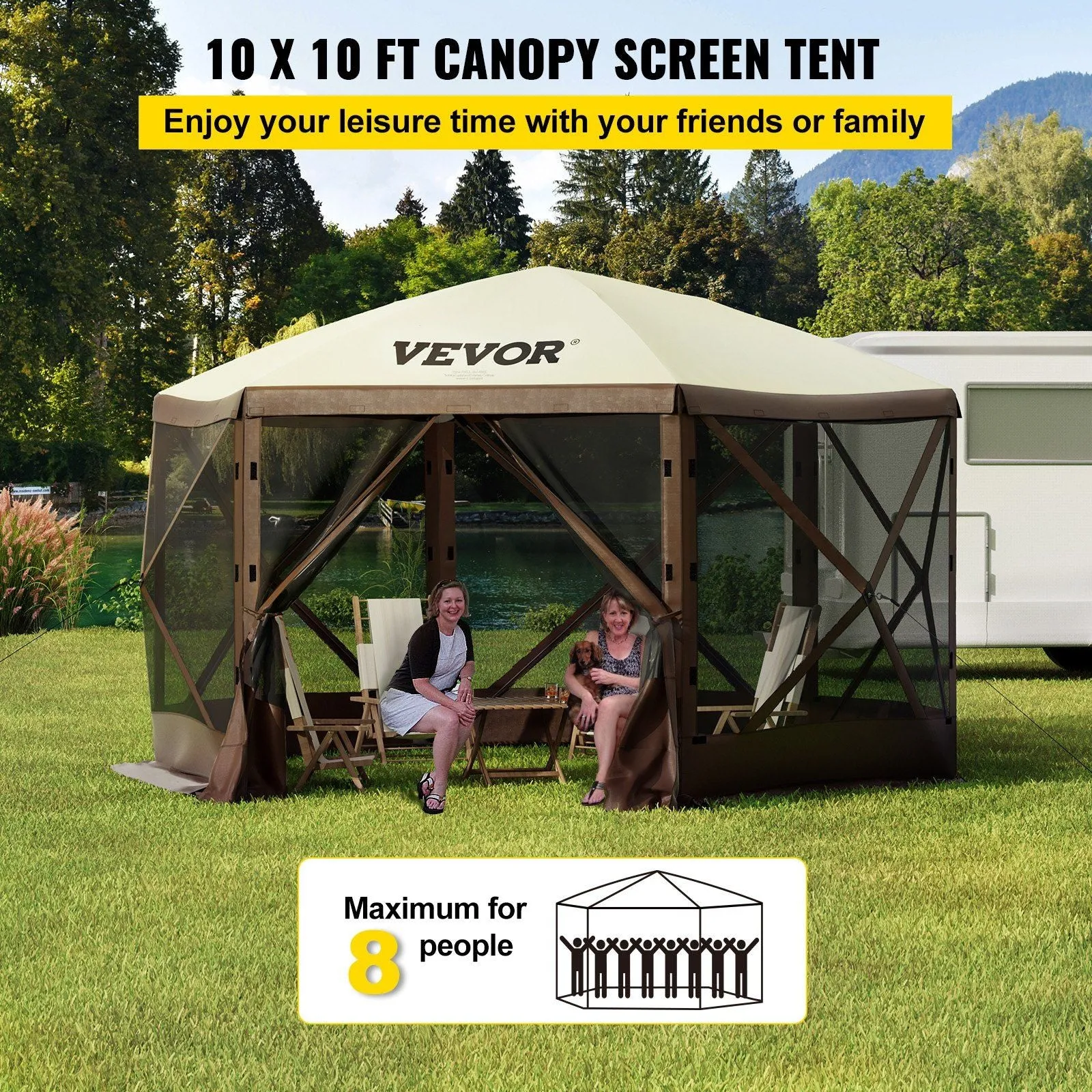 CampShell™ 10x10 Pop-Up Gazebo Tent – UV-Block Screen Shelter with Wind Panels