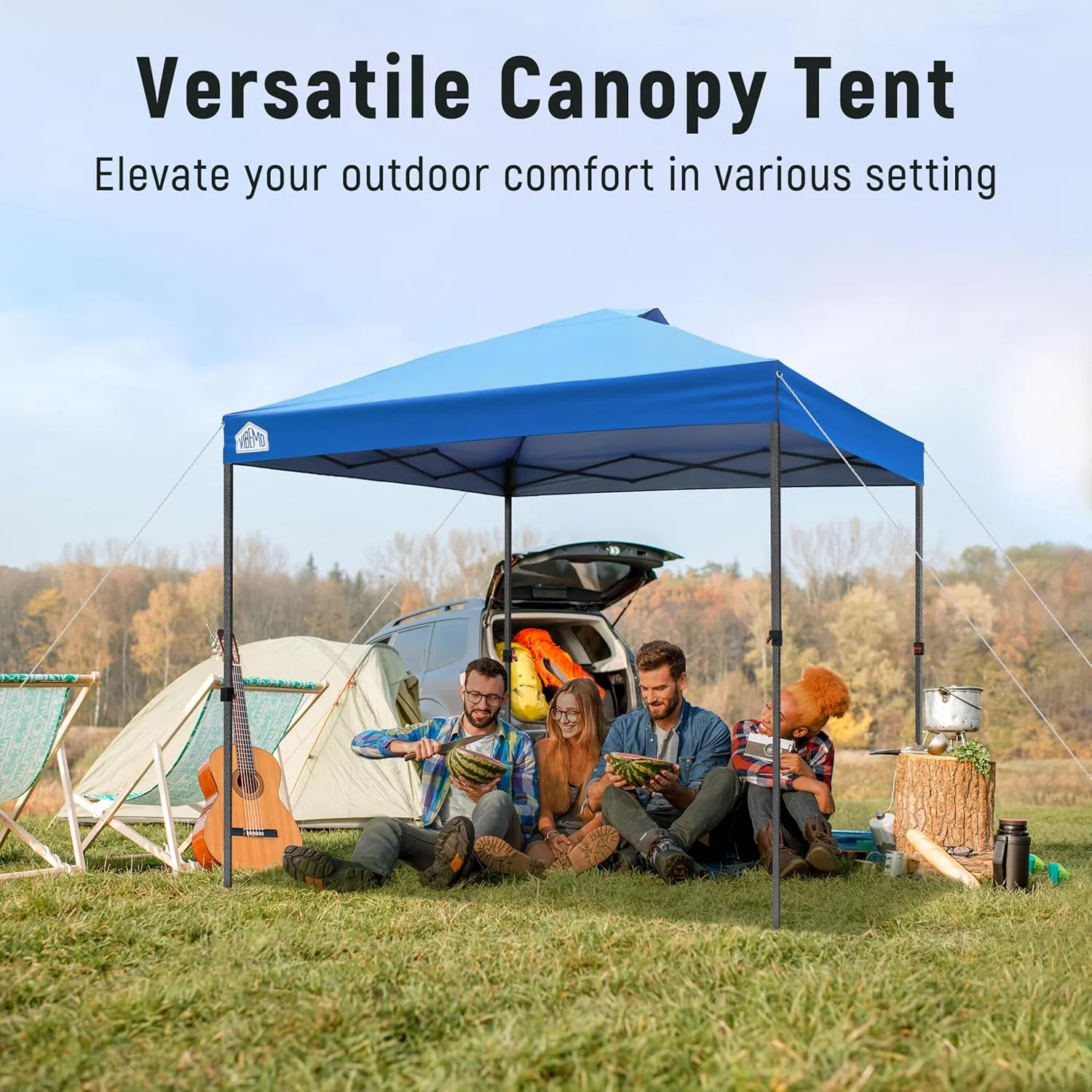 Canopy Tent 10x10, 1-Person Setup Pop Up Canopy Tent with Roller Bag, 3 Adjustable Height, 4 Sandbags, 8 Stakes, 4 Guylines, Waterproof and UPF50  Sun Protection Outdoor Canopy for Party，Beach