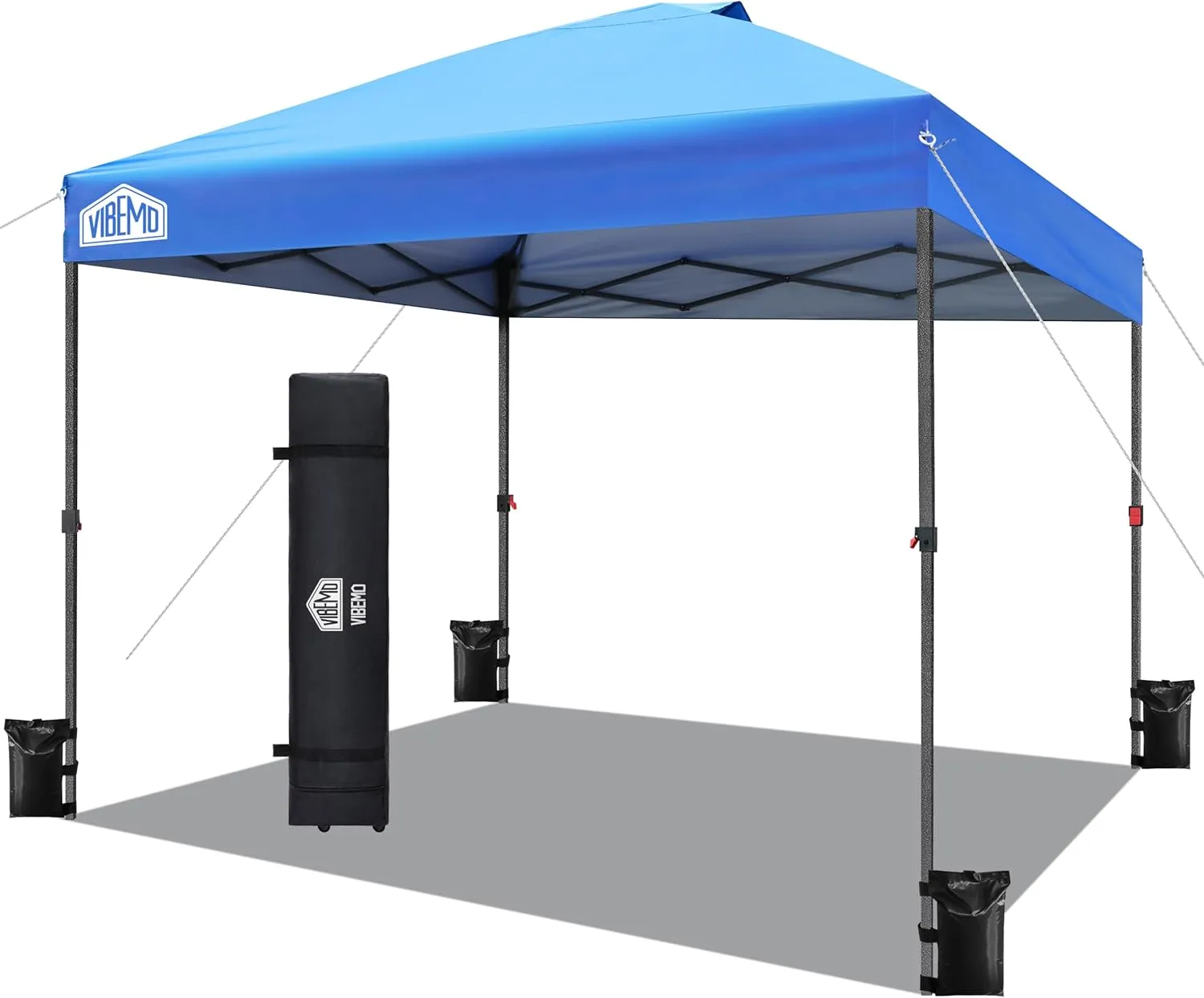 Canopy Tent 10x10, 1-Person Setup Pop Up Canopy Tent with Roller Bag, 3 Adjustable Height, 4 Sandbags, 8 Stakes, 4 Guylines, Waterproof and UPF50  Sun Protection Outdoor Canopy for Party，Beach