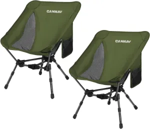 CANWAY Portable Camping Chair, Ultra-Compact and Lightweight Folding Chair for Camping, Beach, Picnic, Lawn Concerts, Hiking, Backpacking, Adjustable Height