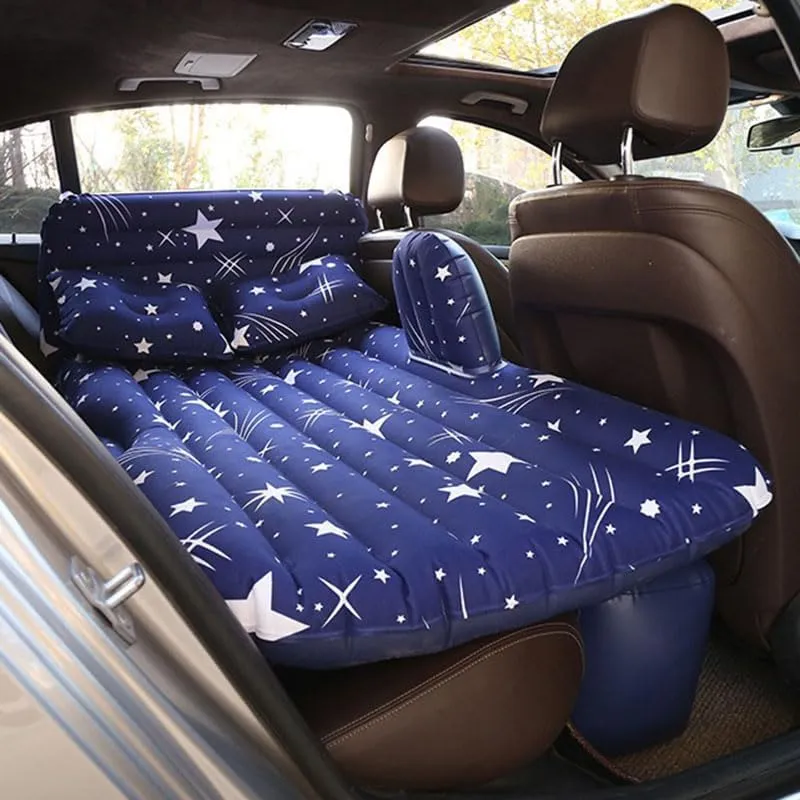 Car Air Mattress for Mitsubishi Attrage 2013-2019, Inflatable Back Seat Sleeping Pad with Pump & 2 Pillows, Folding Portable Camping Bed for Travel& Road Trips,Blue