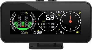 Car Inclinometer Angle Slope Meter Digital HUD GPS Level Tilt Meter MAIMEIMI, Real-time Multifunctional Vehicle tilt, Pitch Angle, Speed with Dashboard Compass Display for 11.5-30V Off-Road Vehicles
