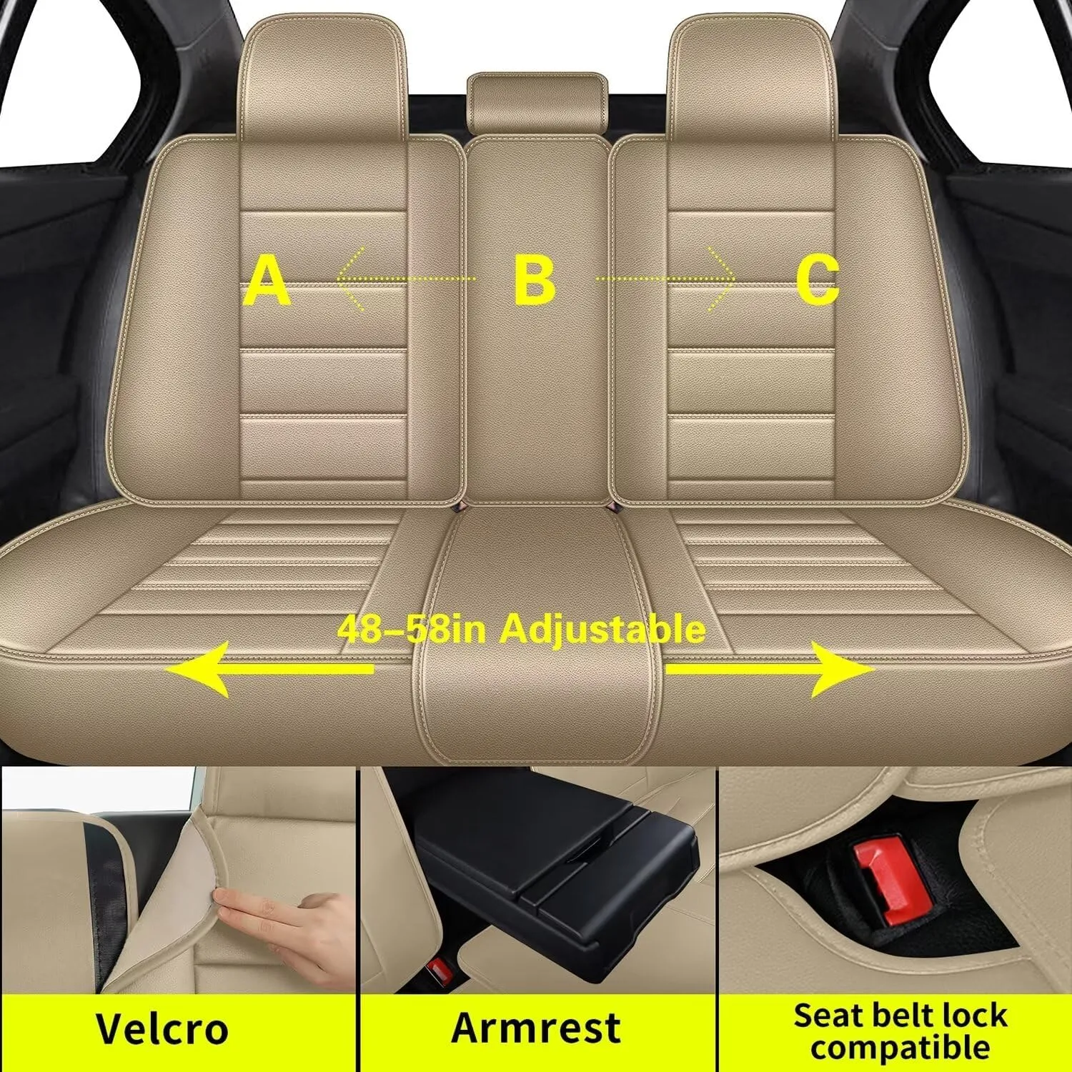 Car Seat Covers Fit for Lexus ES 350/300h 2007-2024 2025: Full Set Luxury Leather Automotive Seat Covers, Car Seat Protector(5 Seats, Beige)